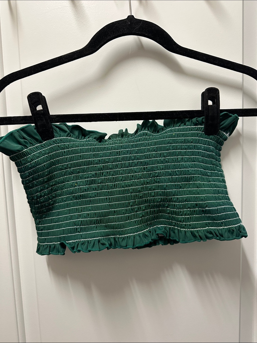 Smocked Emerald Green Tube Top – Women's Crop Top